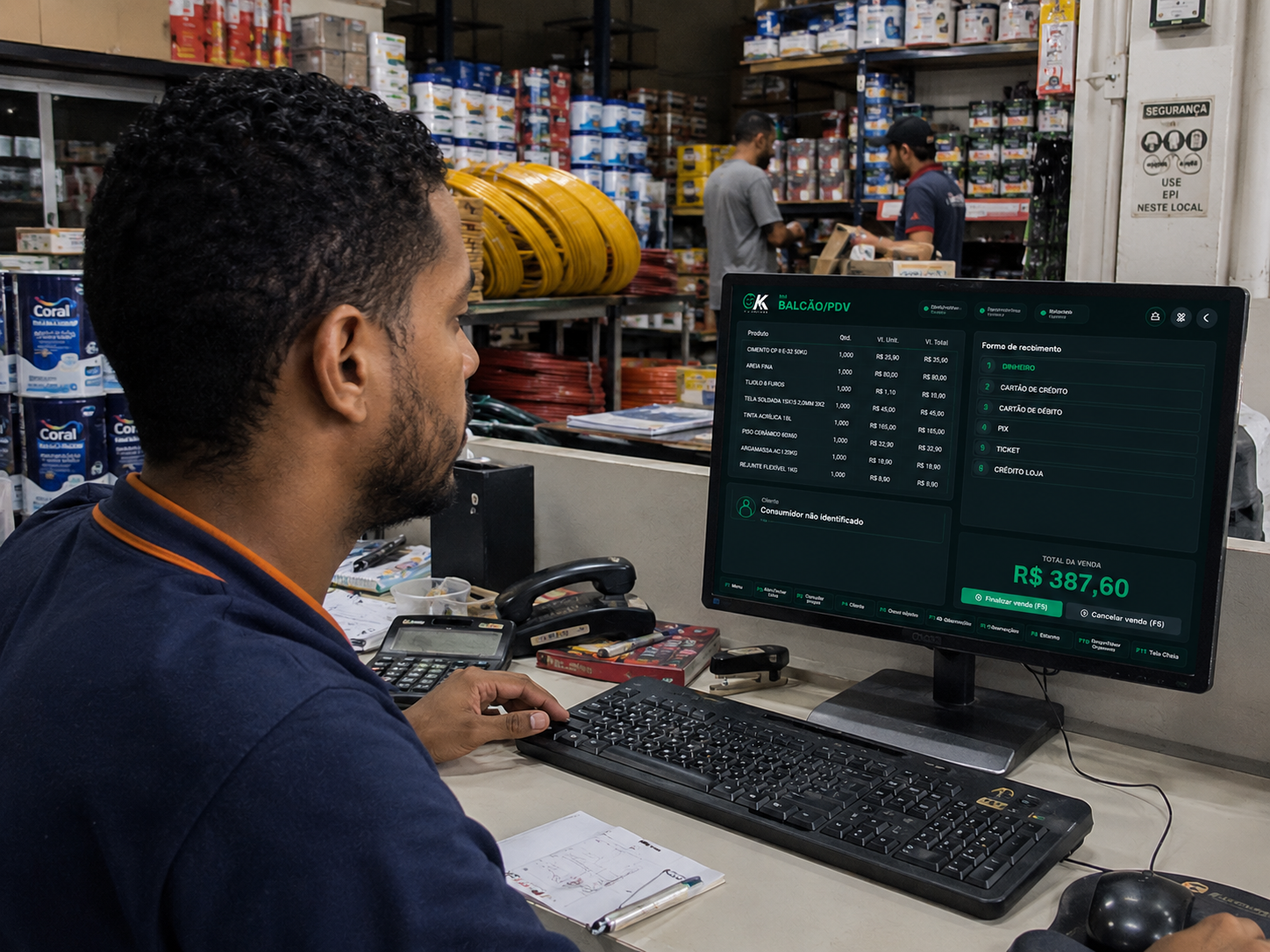 Loja de material de construção usando dashboard do OK Sistema